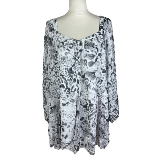 AllSaints Sanina Waktu Long Sleeve Mini Dress V-Neck Animal Print Size 2 NEW - Picture 5 of 11